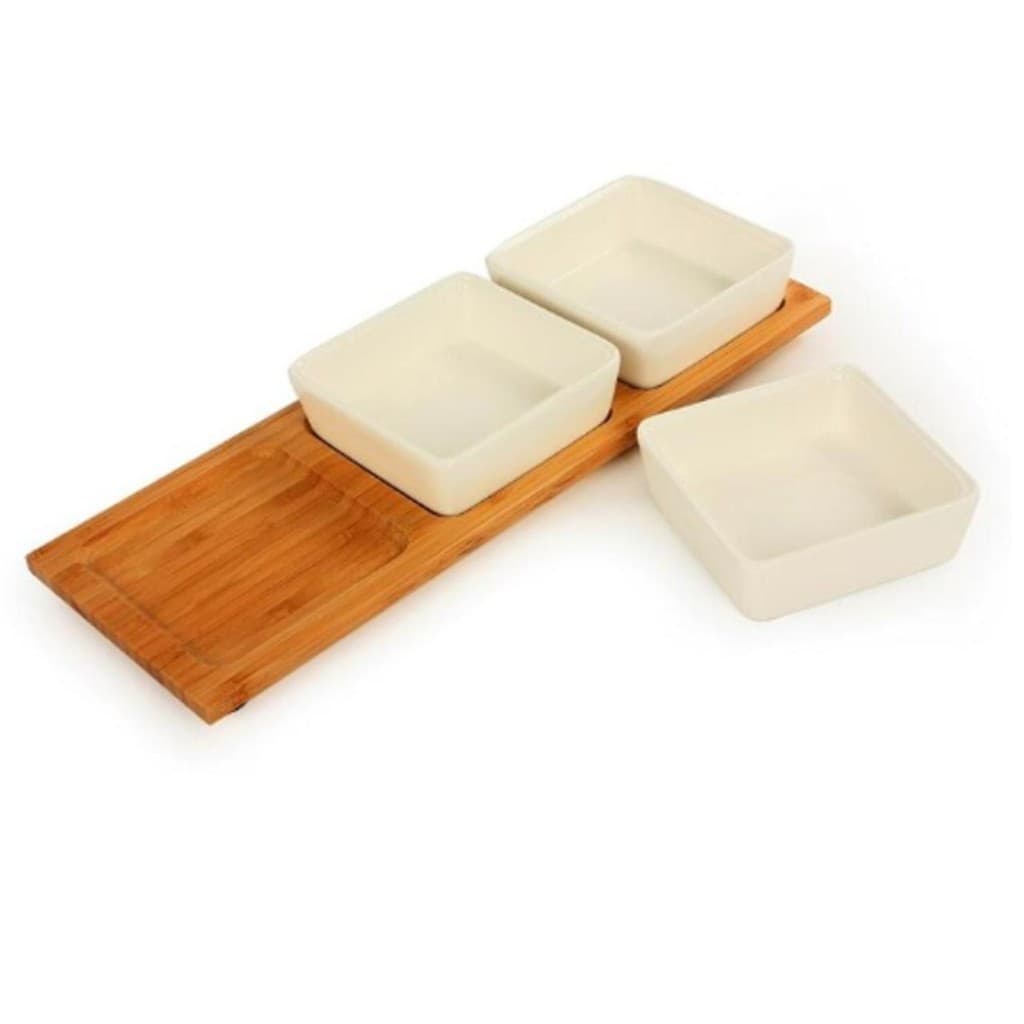 CONJUNTO PARA PETISCO EM BAMBU - 4 PEÇAS