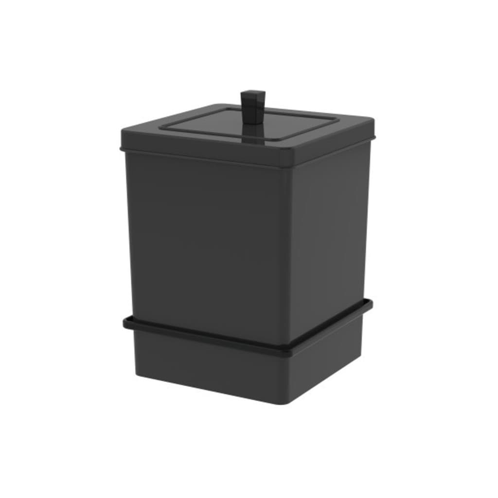 Lixeira Quadrada 6,5l Com Suporte Ventosa De Cozinha Preto