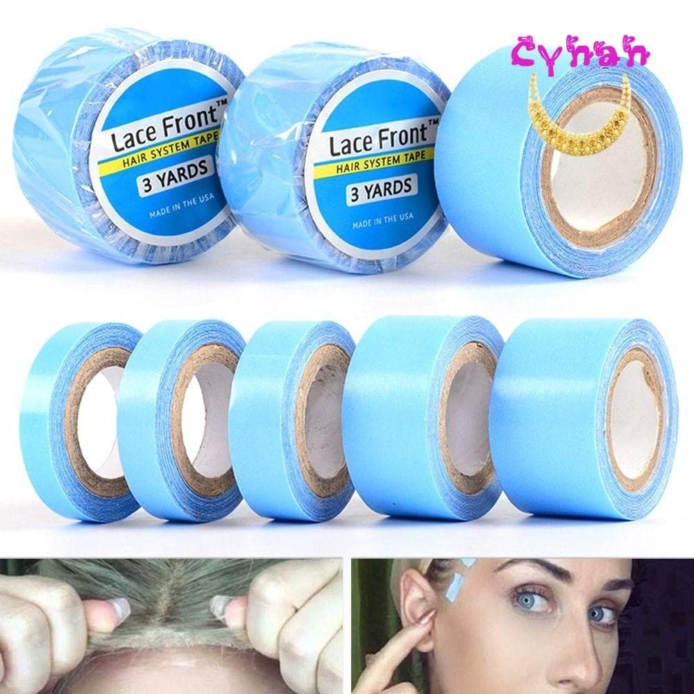 CYNAN 3Yards/Roll Lace Front Cola , Fita Adesiva Forte À Prova D'água Azul De Dupla Face Para Extensão Capilar