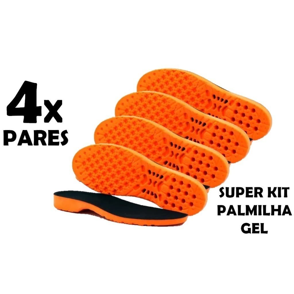 Kit 4 Pares de Palmilha de Gel Ortopédica Anatômica Unissex
