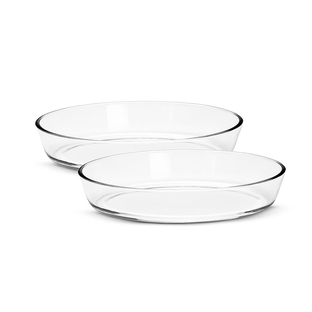 Jogo 2 Travessas assadeira vidro oval 2L refratário forno freezer marinex temperado Lasanheira