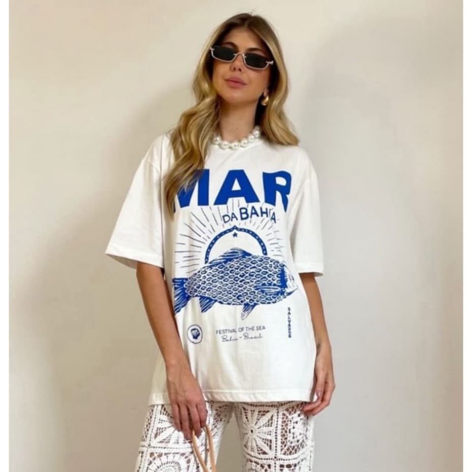Camiseta Feminina T-shirt Estampada 100% Algodão Fio 30.1 Tee