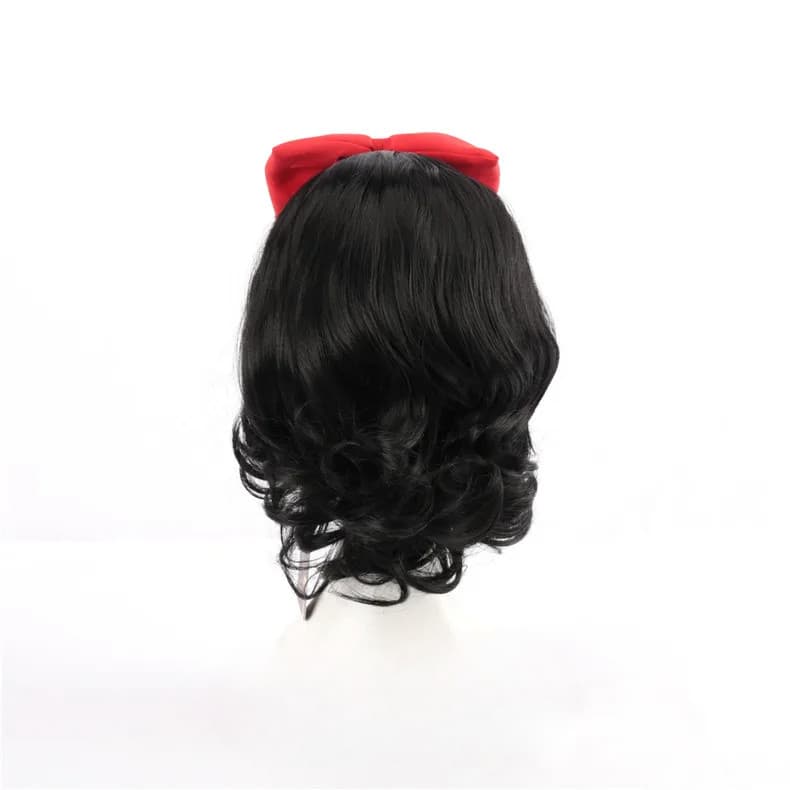 Halloween Girls Snow queen Princess Cosplay Wig - Black Wavy Hair with Bowknot Headwear