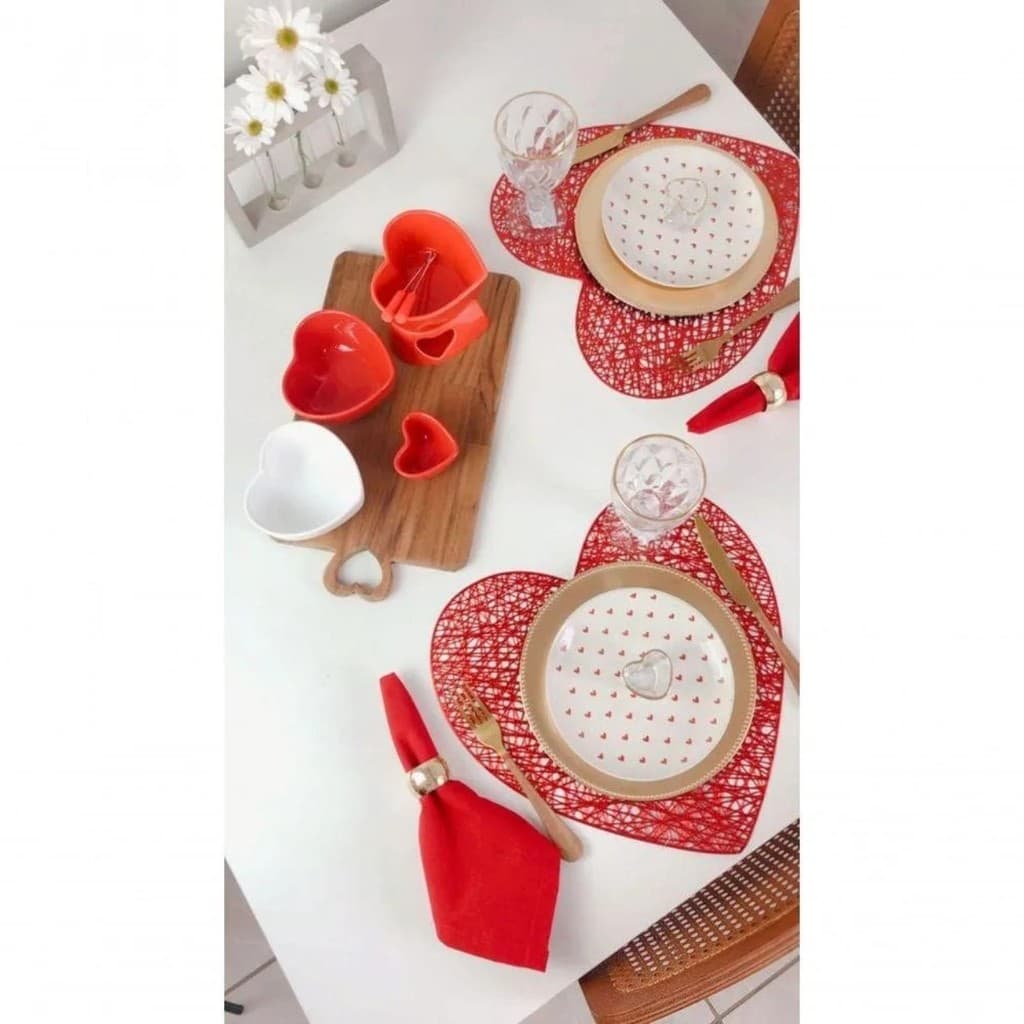 Kit com 2, 4, 6, 8, ou 12 Sousplat Lugar Americano Coração 37CM