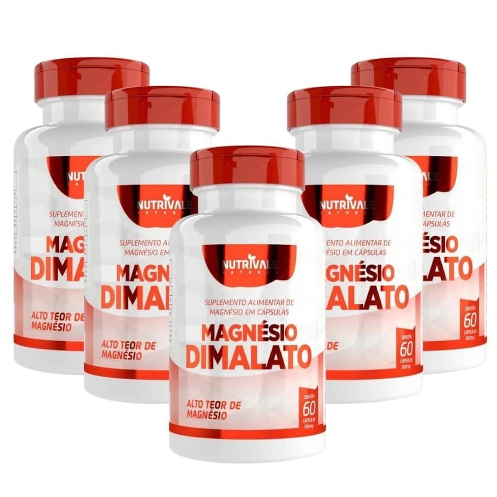Kit 5 Magnésio Dimalato 60 Cápsulas Nutrivale