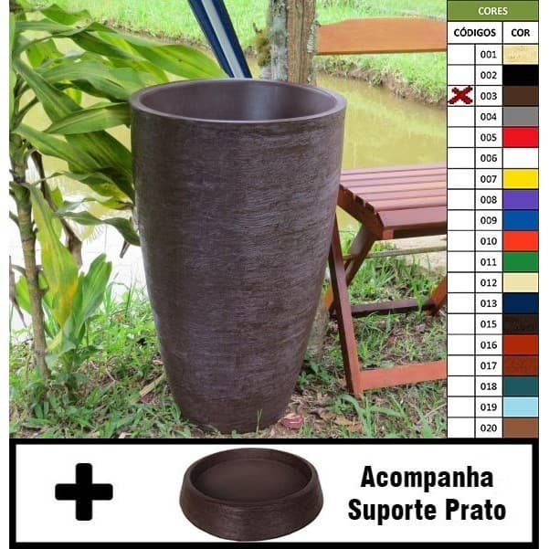 Kit Vaso Planta + Prato 65x40 Oval Moderno Polietileno