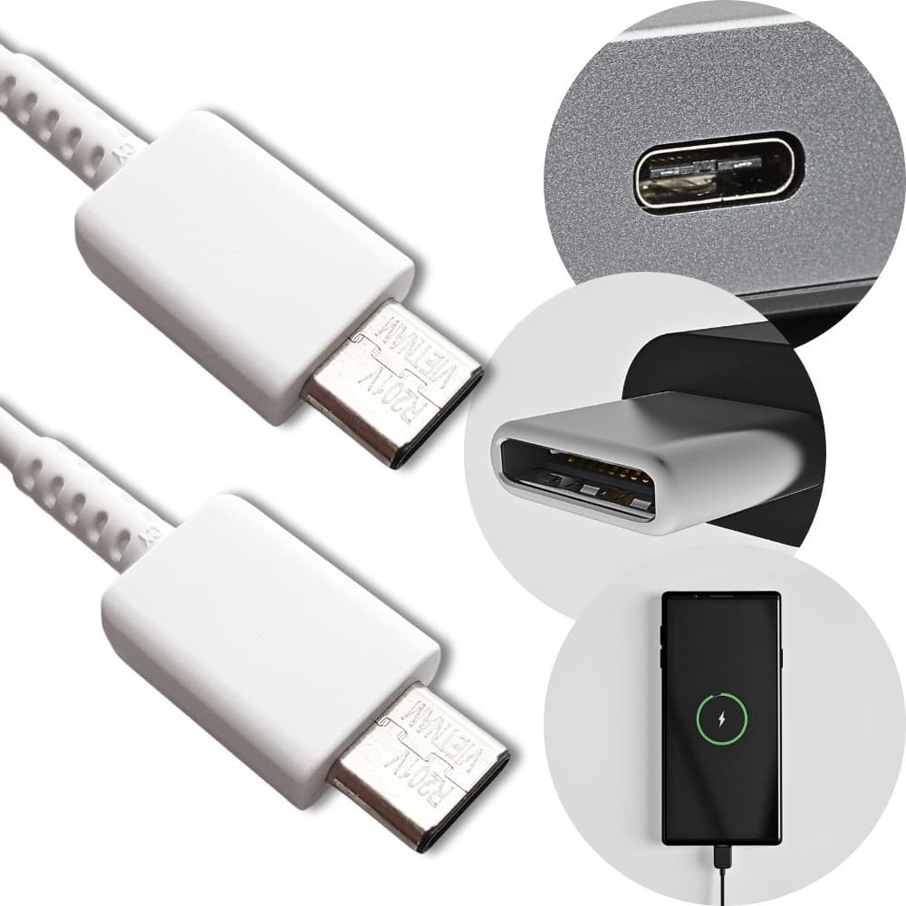 Cabo USB Tipo C Duplo Original Samsung S21 S22 S23 Branco