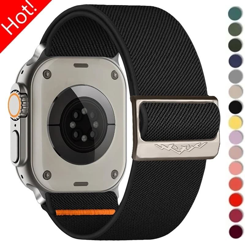 Pulseira Elástica Trançada De Nylon Para Apple Watch Ultra 2 49mm 46mm 44mm 40mm 42mm 45mm 41mm Série 10 9 8 7 6 5 4 3