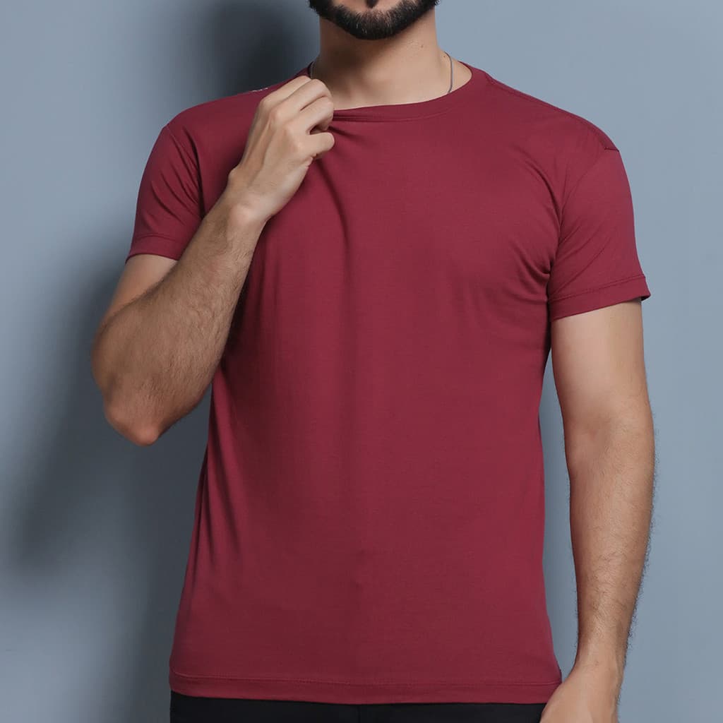 Camiseta Camisa Masculina Básica Algodão  Vinho Para Uniforme e Dia Dia.