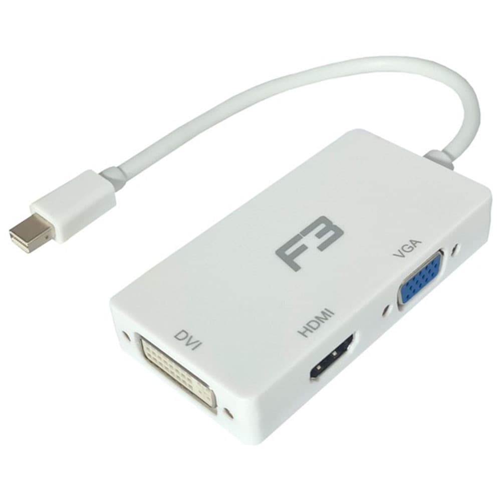ADAPTADOR MINI DISPLAYPORT X HDMI + VGA + DVI 3 EM 1 JC-MDP3IN1 F3