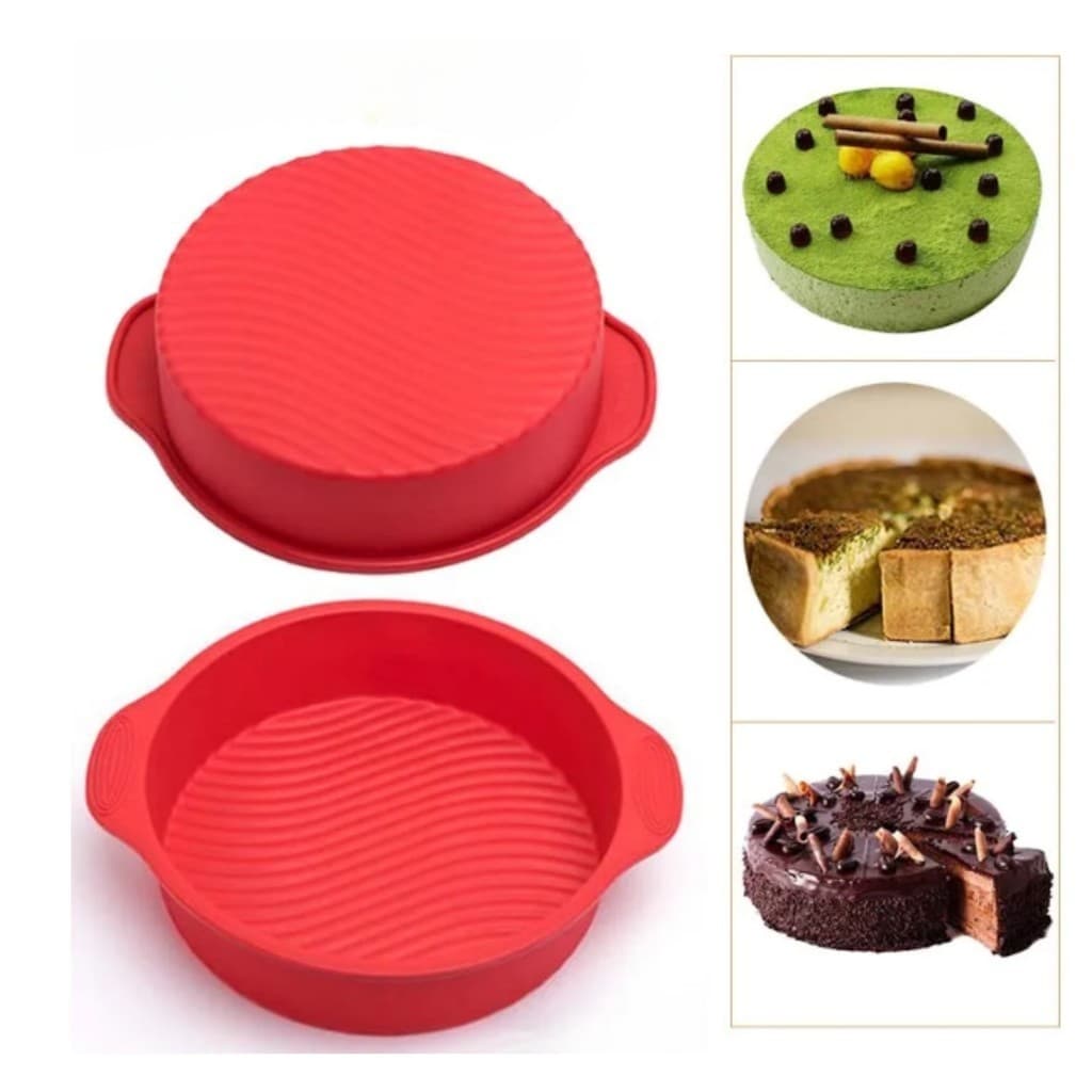 Forma Silicone Redonda de Bolo Anti-aderente Cake Assadeira de Pão Molde 22cm