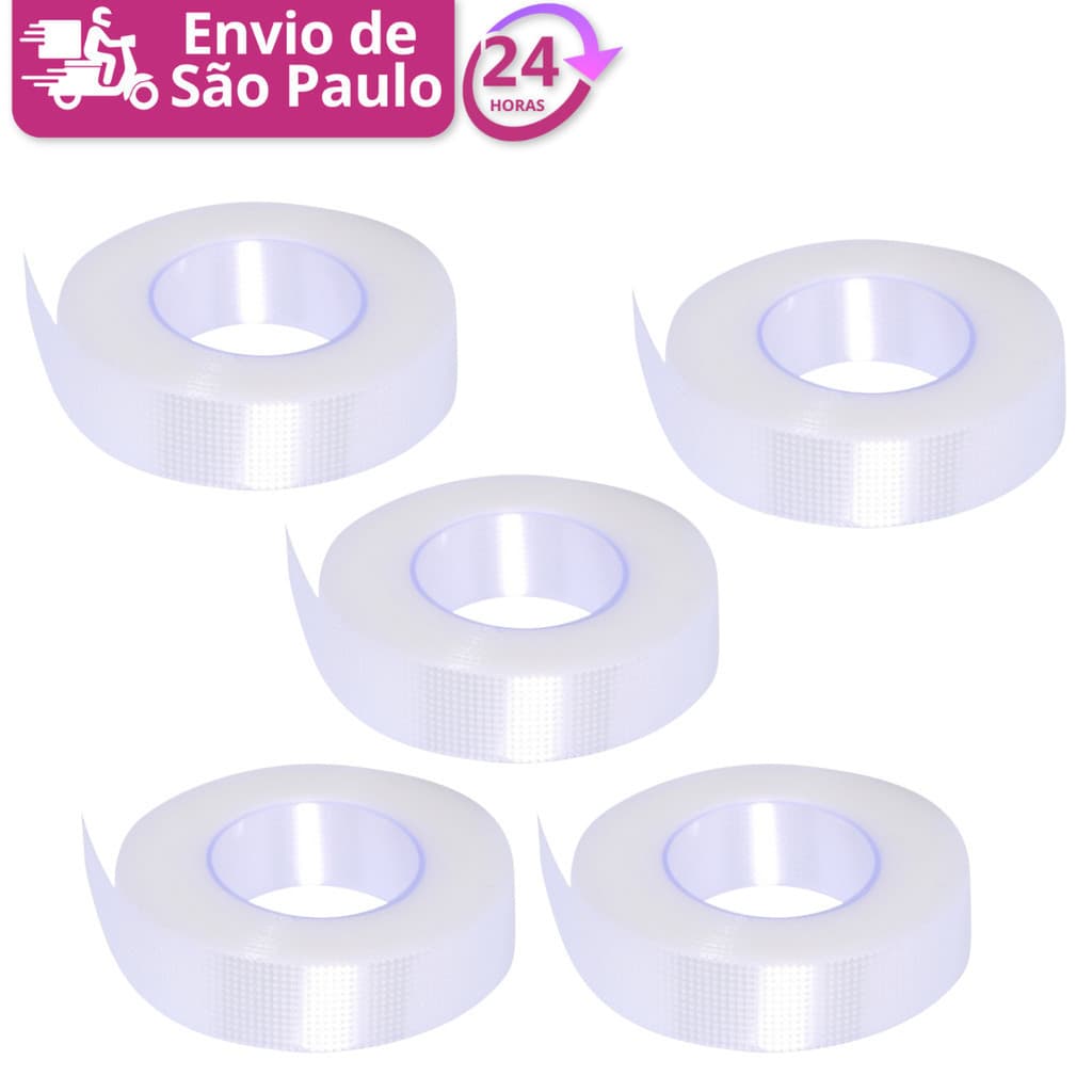 Kit 5 Fitas Tranparente Microporosa Adesiva Extensão Alongamento De Cílios Fio A Fio Tufinho Postiço Pálpebras Naturais