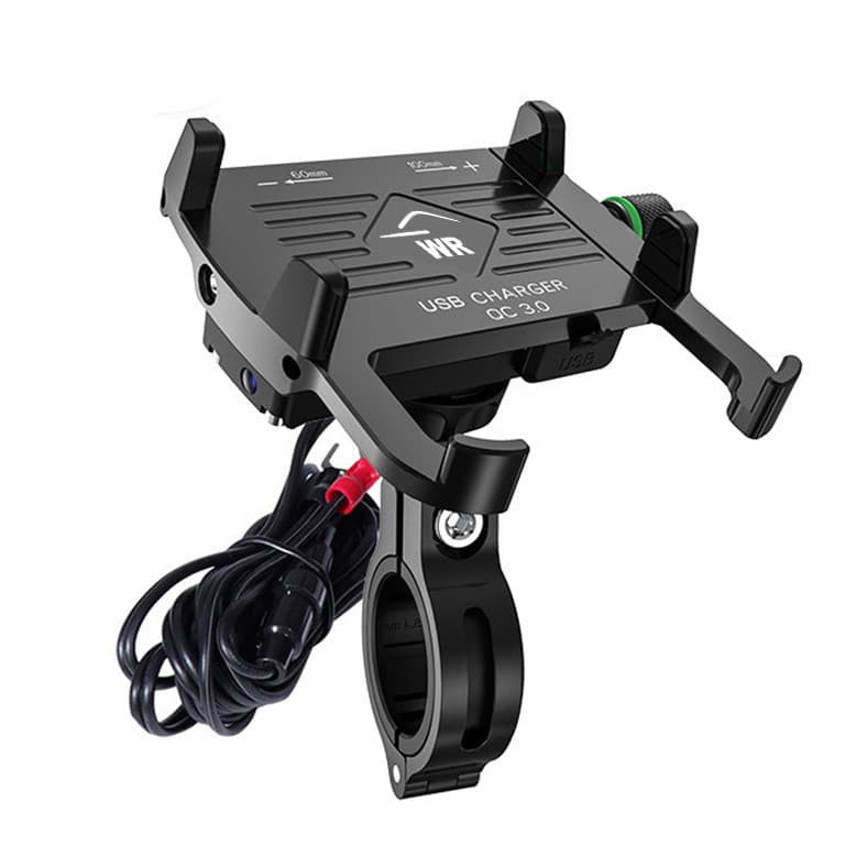 Suporte de Celular para Moto em Alumínio com Carregador Turbo QC 3.0