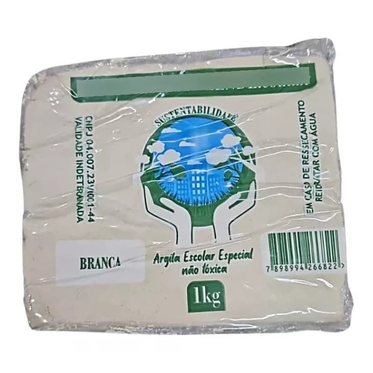 Argila Escolar Rezende 1Kg Branca para Modelagem, Artesanato e Esculturas Argila Natural Não Tóxica