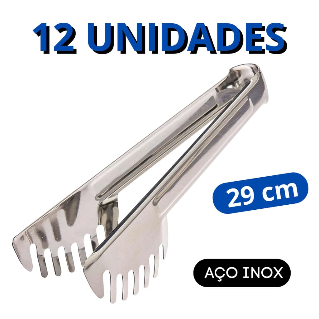 Pegador de Massa Aço Inox Carne Legumes Salada Grande 29 cm 100% Aço Inox
