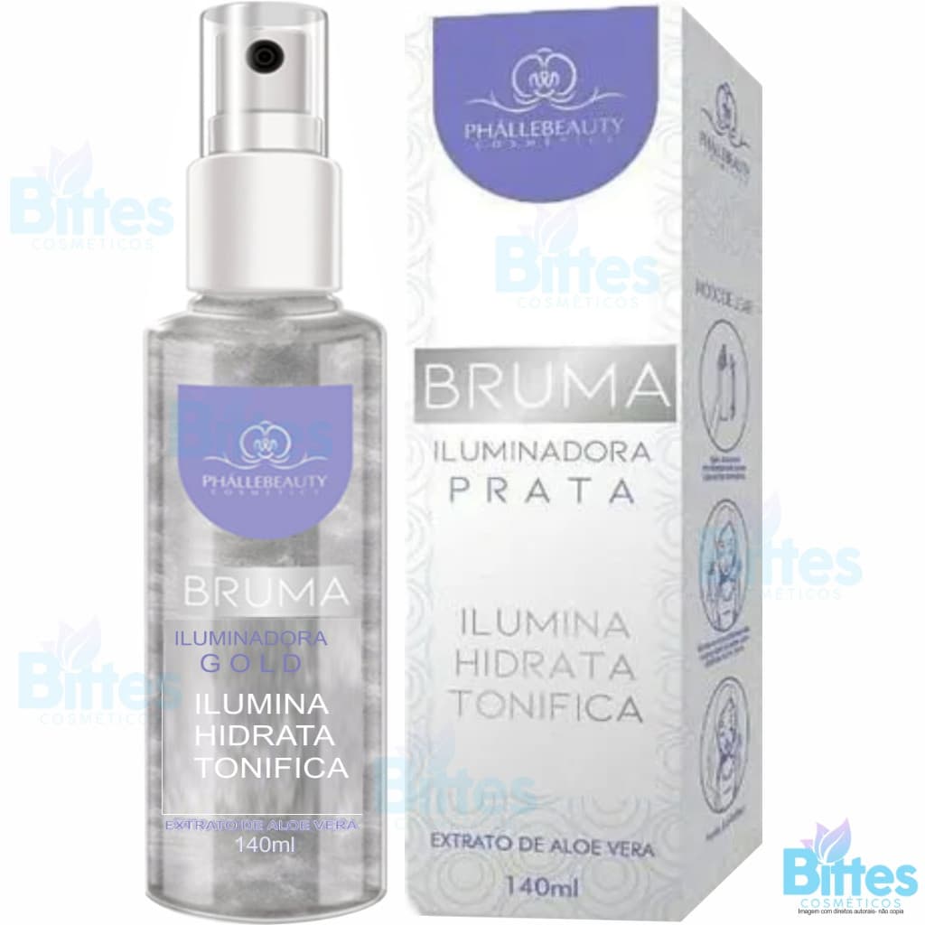 BRUMA PRATA PHÁLLEBEAUTY COSMÉTICOS ILUMINADORA FIXADOR DE MAKE