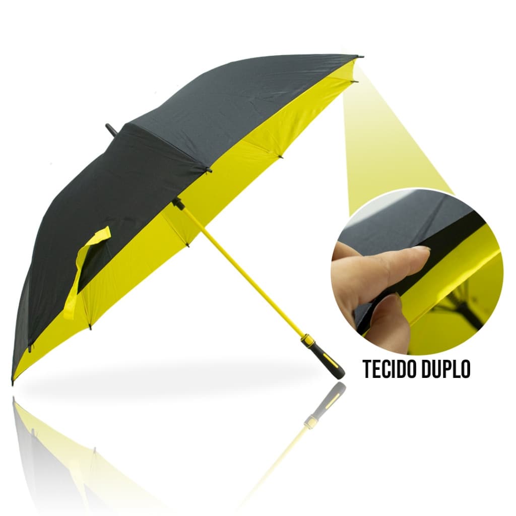 Guarda Chuva Grande Automático Preto Tecido Com Blakout Grande Reforçado Proteção Solar