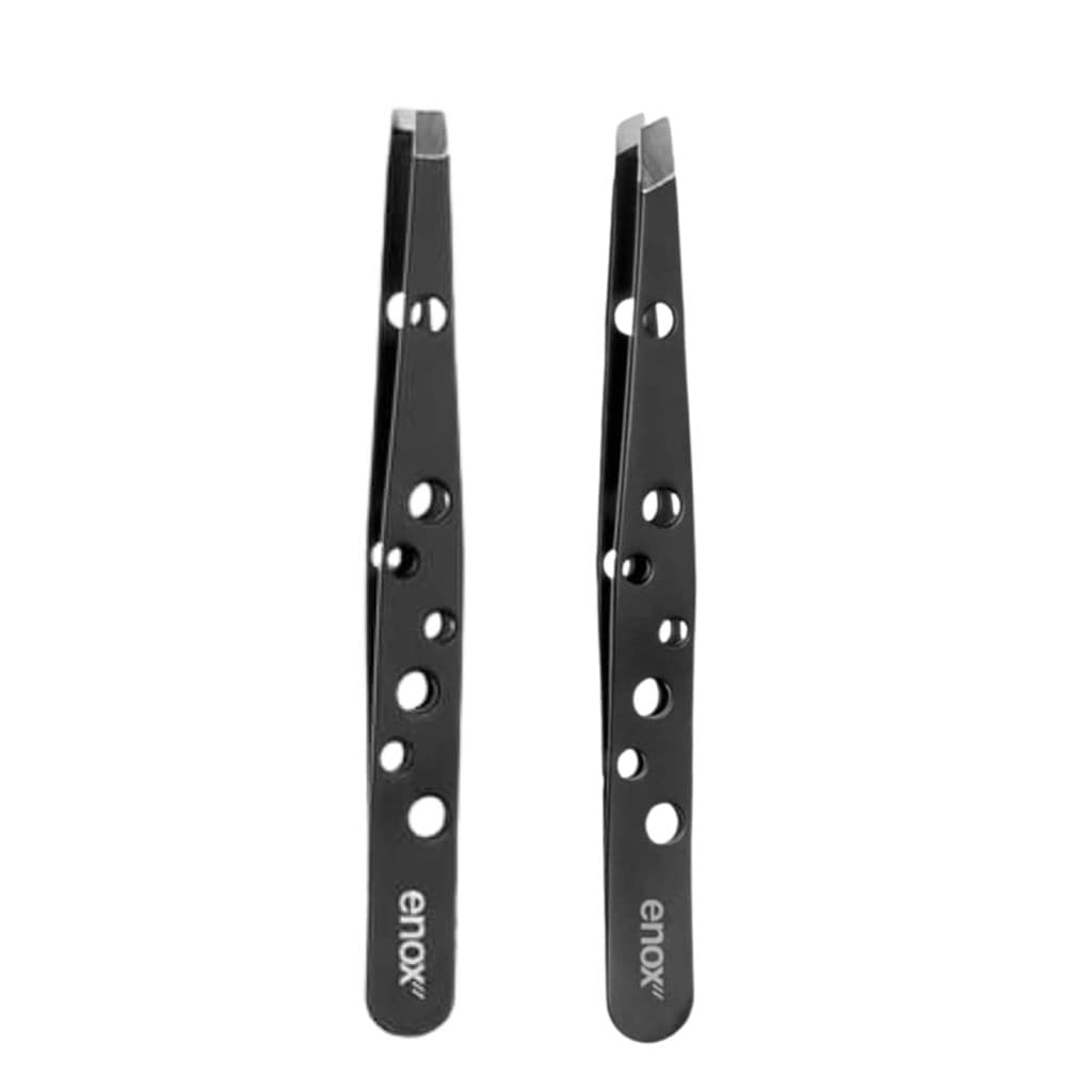 Kit Pinças Enox Black Profissional -Reta e Chanfrada