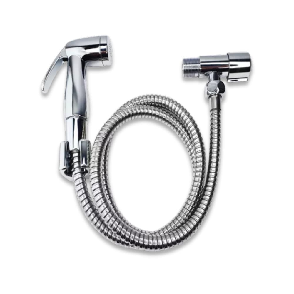 Ducha Higiênica Chuveirinho Íntimo Cromada Banheiro Lavabo Bidê Registro 1/4  Iguatemi Suporte Água