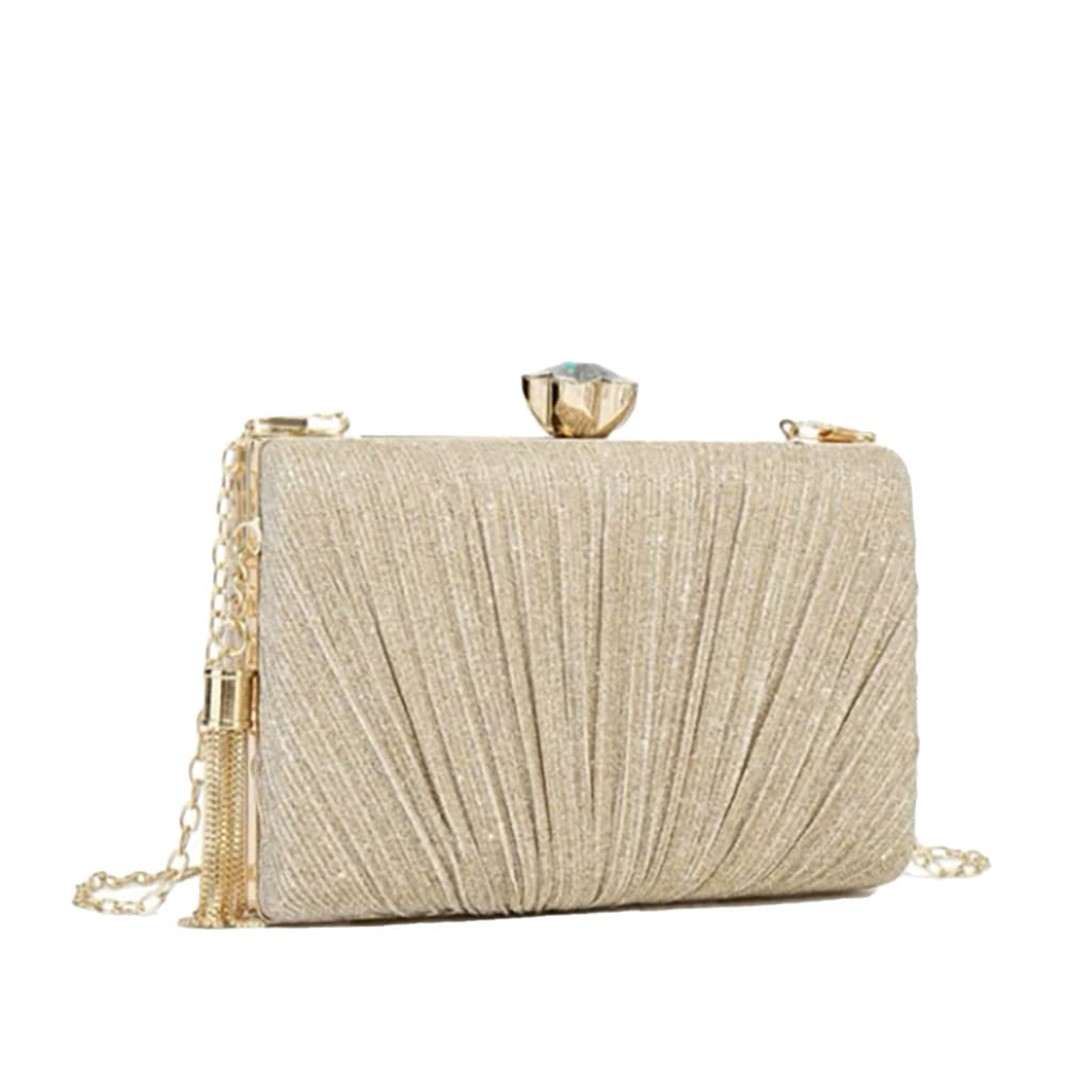 Bolsa Clutch Festa Dourada com Brilho e Alça Transversal Elegante para Casamento Festas Y1032