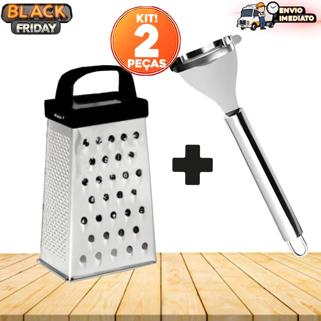 Kit Utensílios Inox – Raspador Debulhador de Milho e Ralador 4 Faces N°7