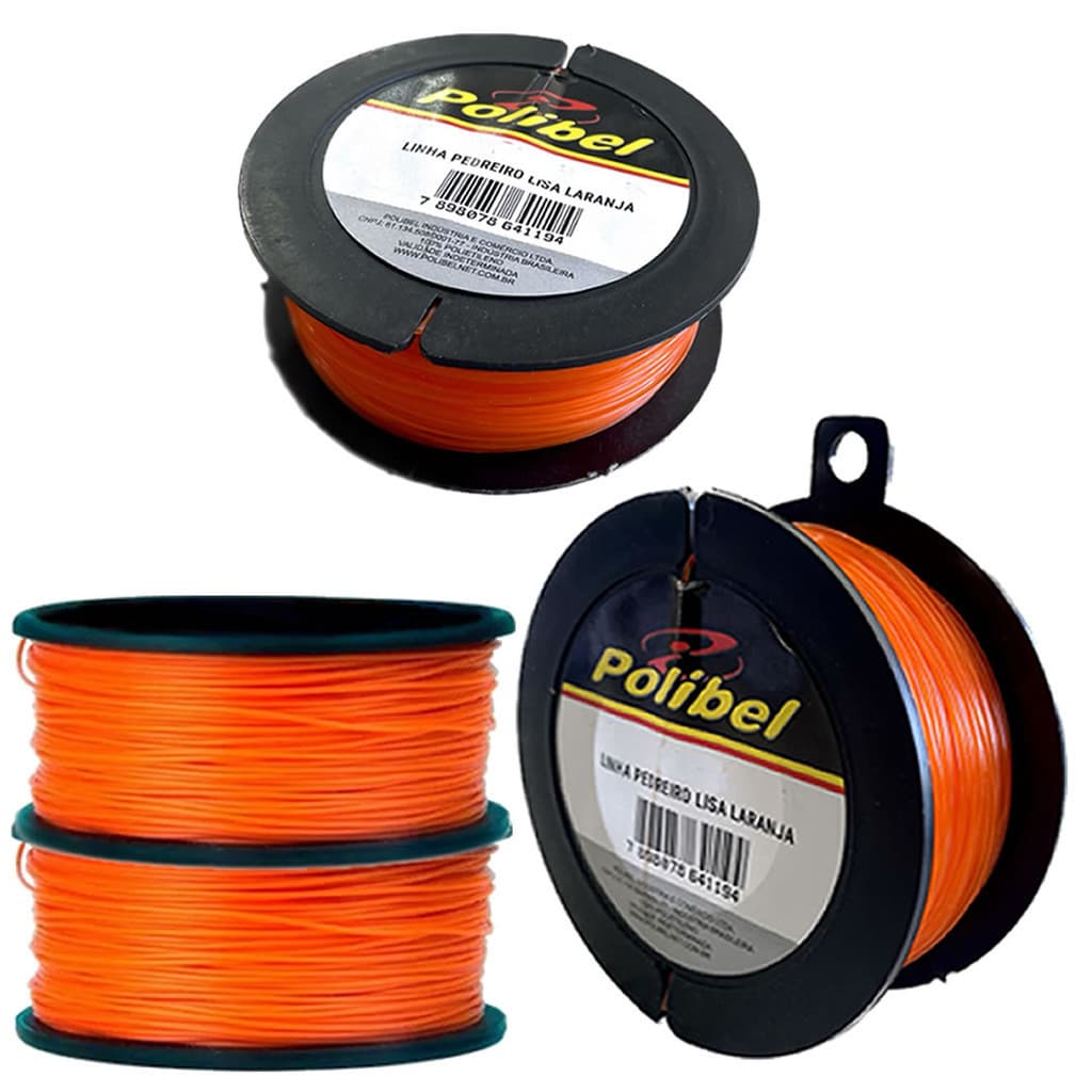 Kit 4 Linhas Nylon p/ Pedreiro Lisa Laranja 50mts Polibel