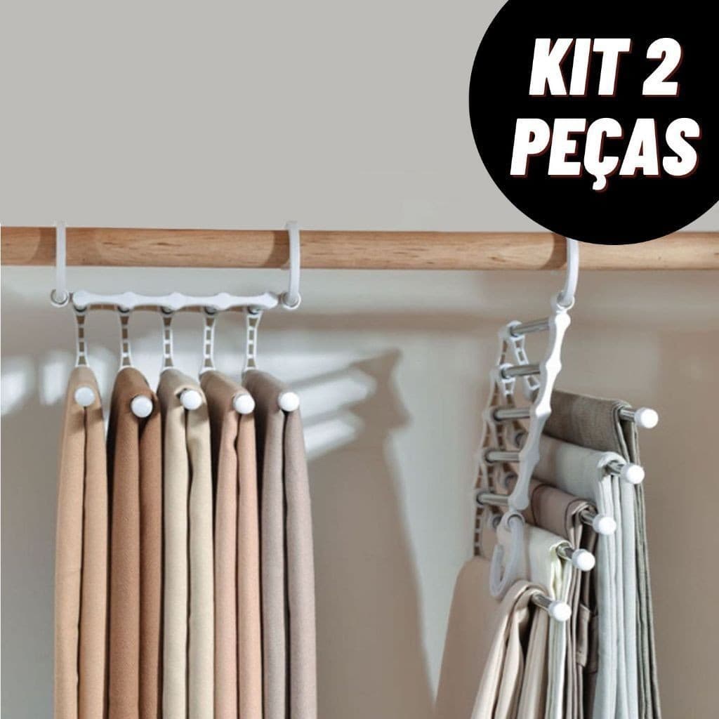 1/2 Cabide Multifuncional para Calças de Inox com 5 Divisórias