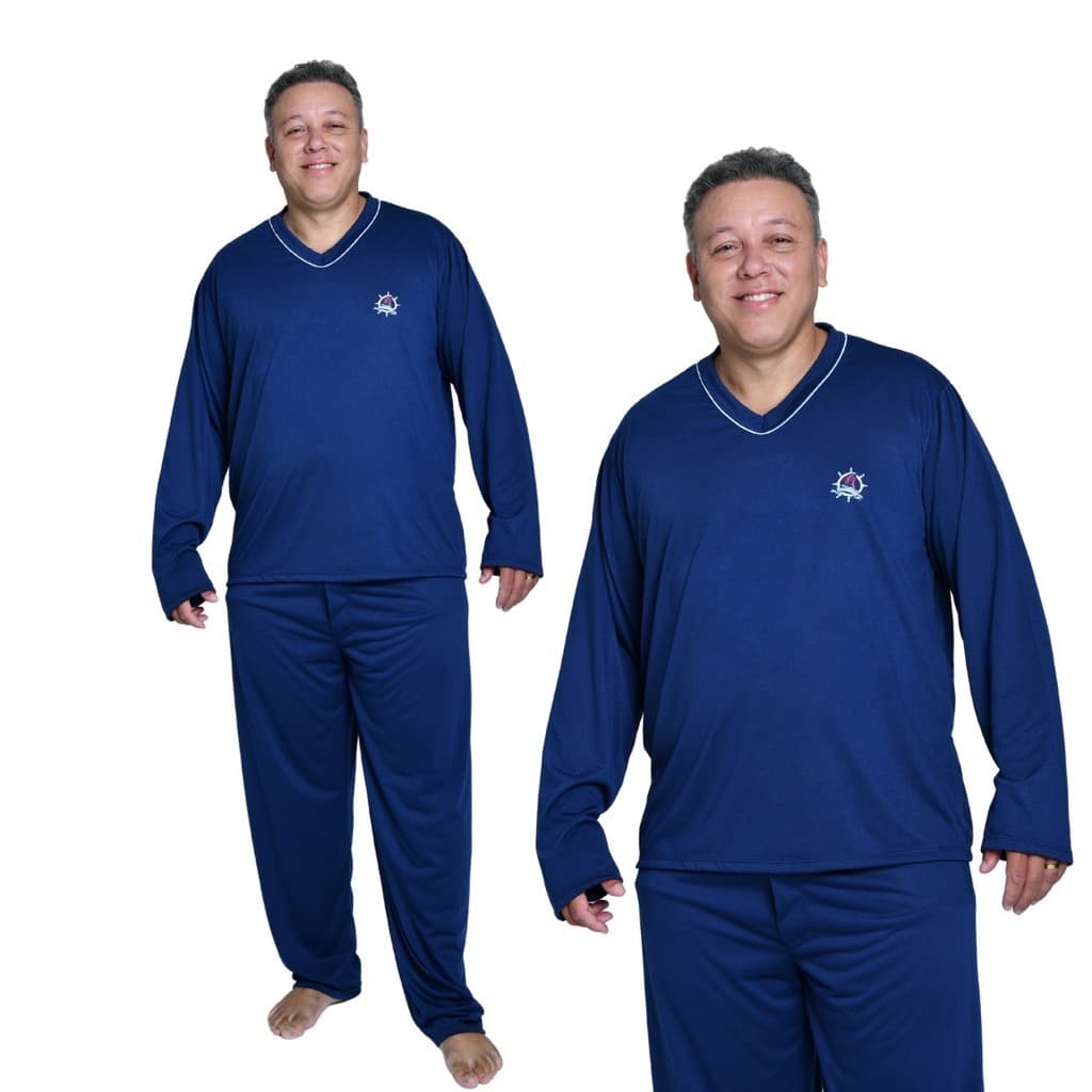 Pijama Masculino Longo Plus Size Adulto Inverno Manga Longa Tamanho Especial
