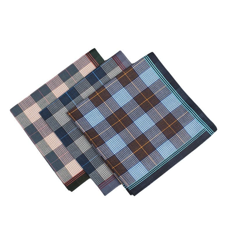 3 Unidades 40x40cm 100 % Algodão Vintage Cor Escura Xadrez Estampado Lenços Masculinos Bolso Toalha Quadrada