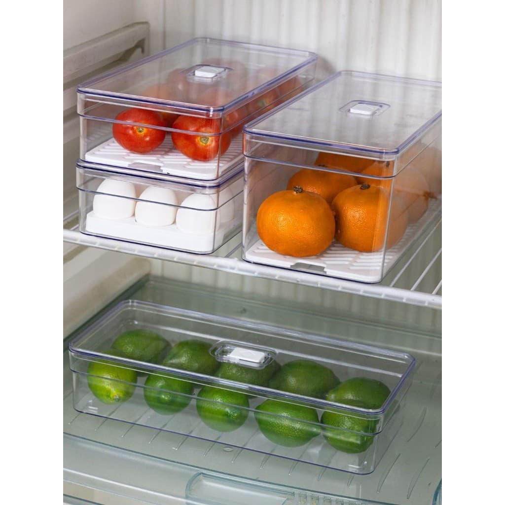 Organizadores de Geladeira em Acrílico: Diversos Tamanhos e Modelos com Controle de Entrada de Ar - Mantenha sua Geladeira Organizada e os Alimentos Frescos por Mais Tempo