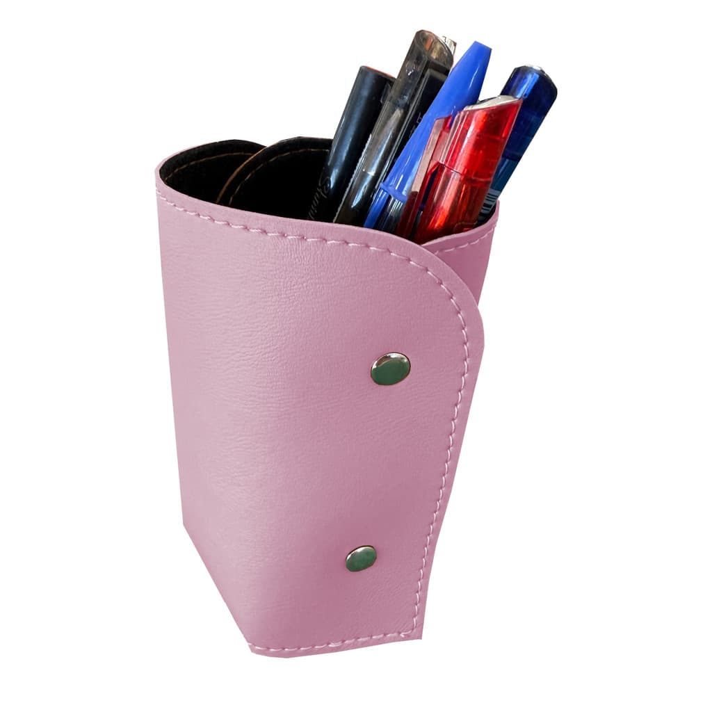 Porta Caneta em Couro Sintético Rosa Claro