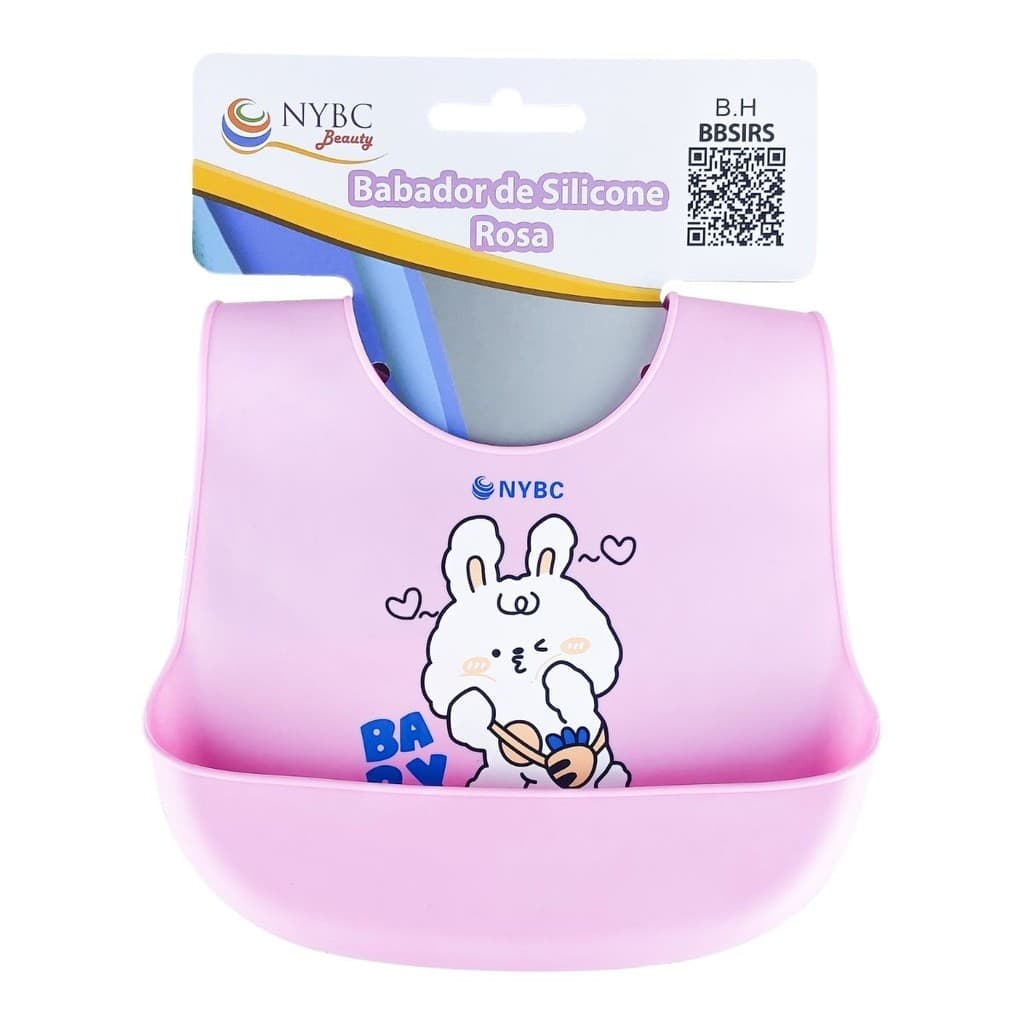 Babador De Silicone Rosa Sílica Gel NYBC