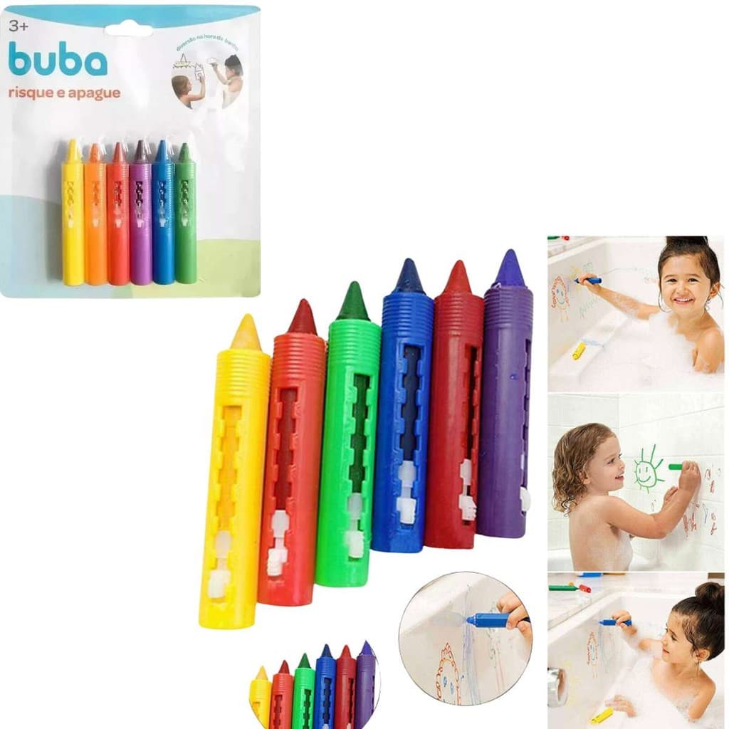 Giz Caneta Colorida De Banho Risque E Apague Infantil Buba