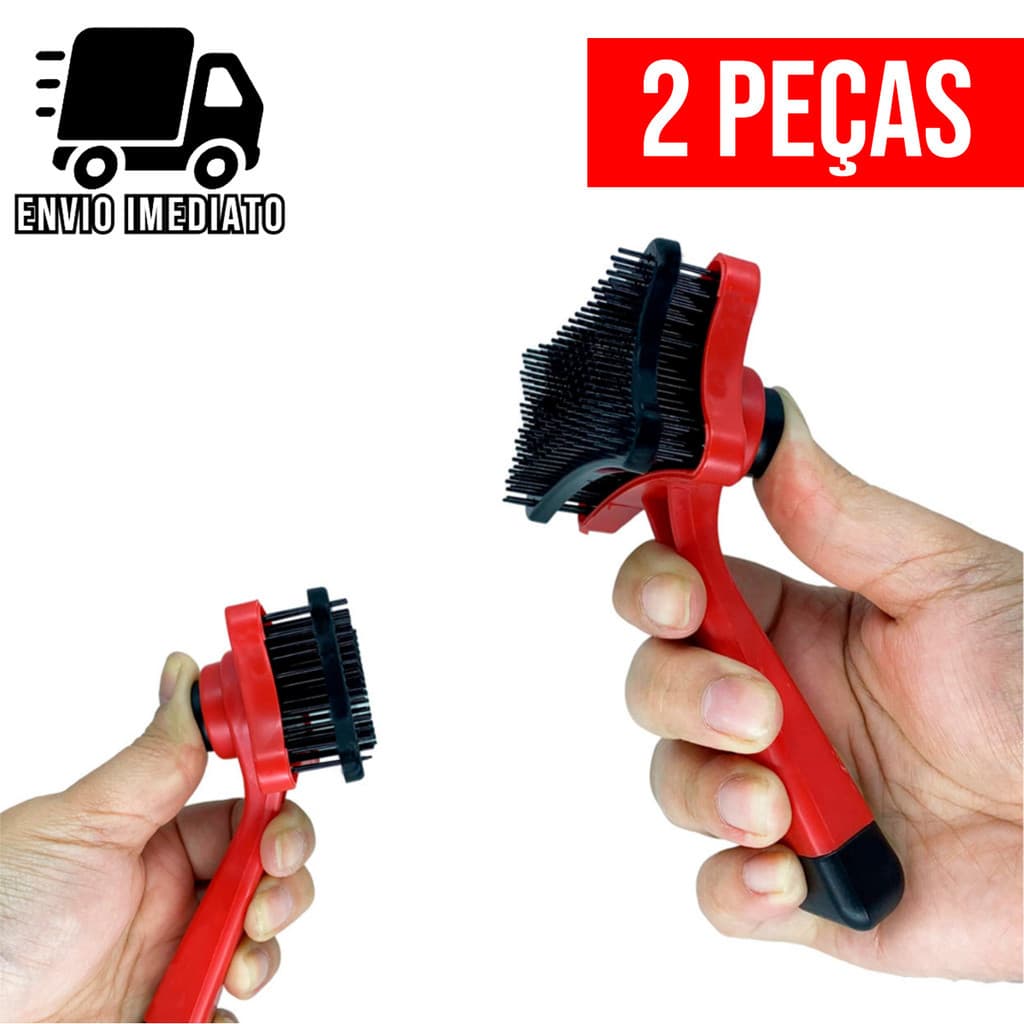 Kit 2 Rasqueadeira Escova Para Pets Tira Pelos de Cachorros e Gatos com Botão Removedor Autolimpante