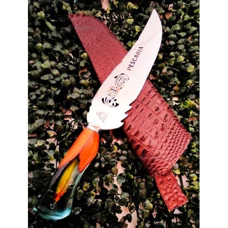 Faca Pesca 36cm Aço Inox 420 Cabo Híbrido Madeira E Resina