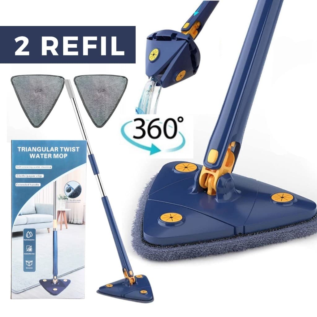 Esfregão Mop Triangulo Ajustável Giratório 360° Multiuso