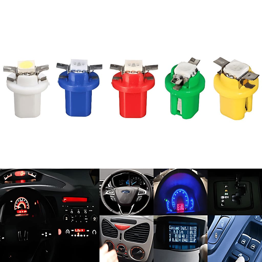 5 x Lâmpada led Automotiva T5 B8.5 w5w de Led Pinguinho soquete b8.5 Led SMD 5050 Painel Carro Moto Universal - 10 Unidades