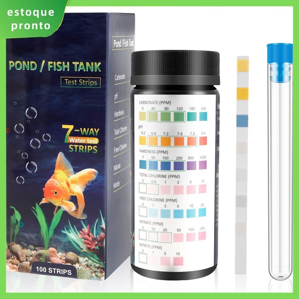 100Pcs Tiras De Teste Para Aquário 7 Em 1 Kit Com Tubo Rápido E Preciso SHOPSKC2949