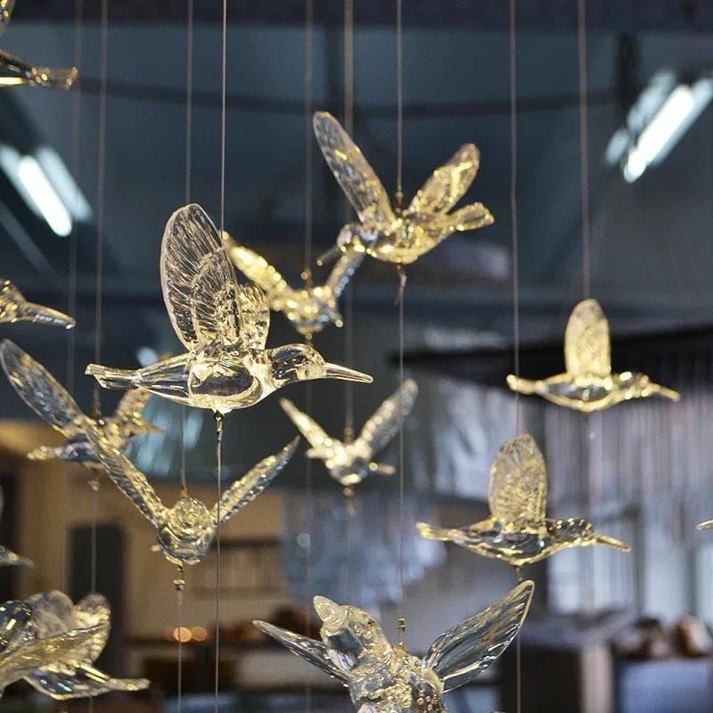 10PCS Acrílico Transparente Pingente De Cristal De Pássaro Romântico De Casamento Decoração Beija-Flor Aéreo