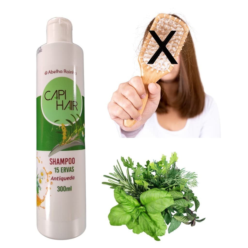 Shampoo Anti - queda 15 Ervas Abelha Rainha 300 ml