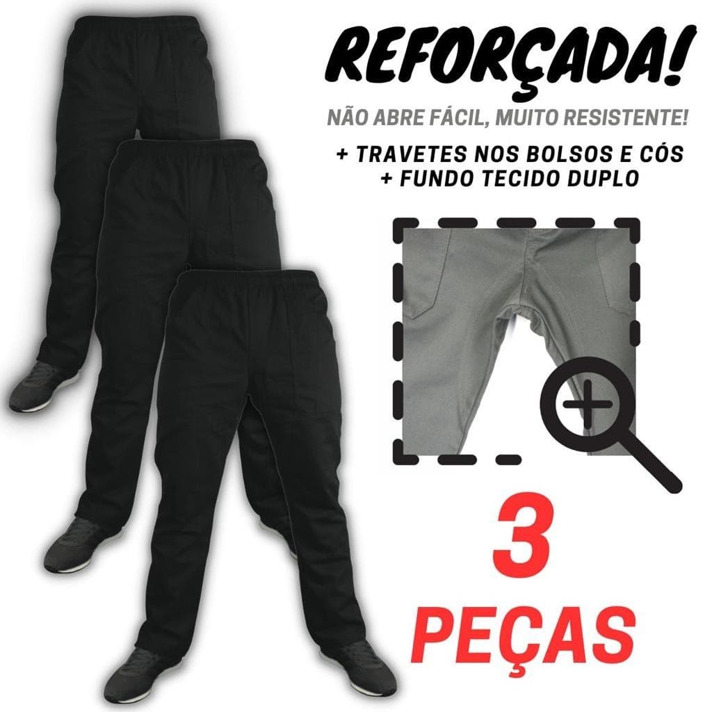KIT - 3 - CALÇA SR - Reforçada Brim pesado uniforme profissional construção civil trabalho pesado