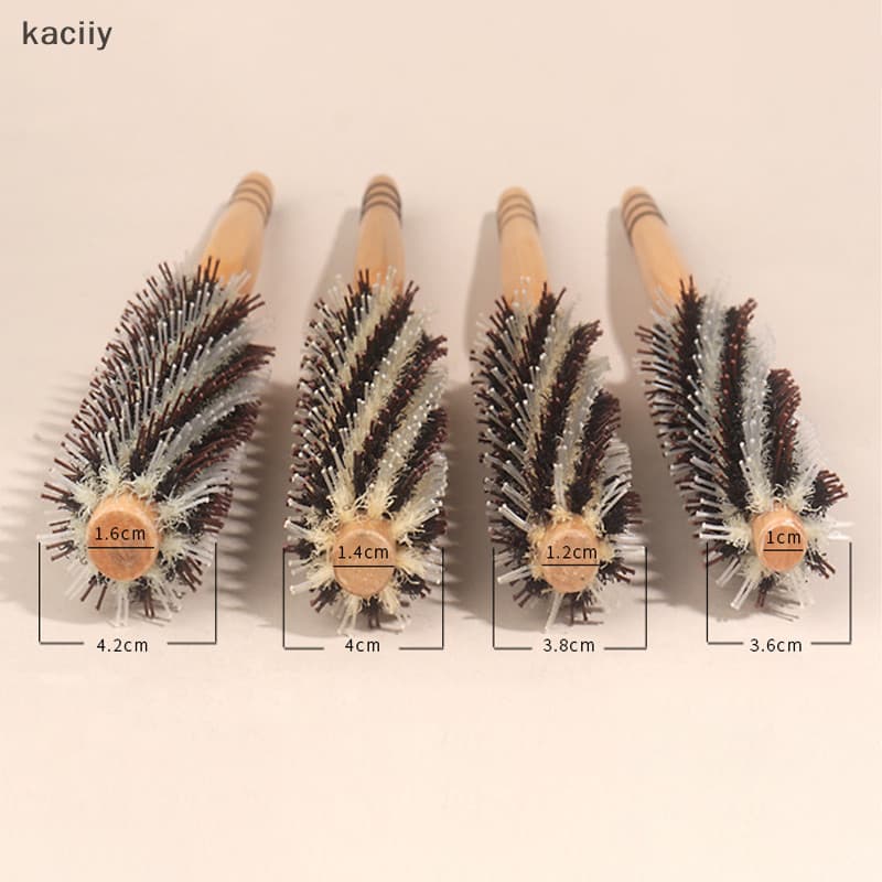kaciiy Escova De Rolo De Cerdas De Javali Natural , Cabelo De Barbeiro , Madeira , Pente Redondo Para Mulheres , Encarac