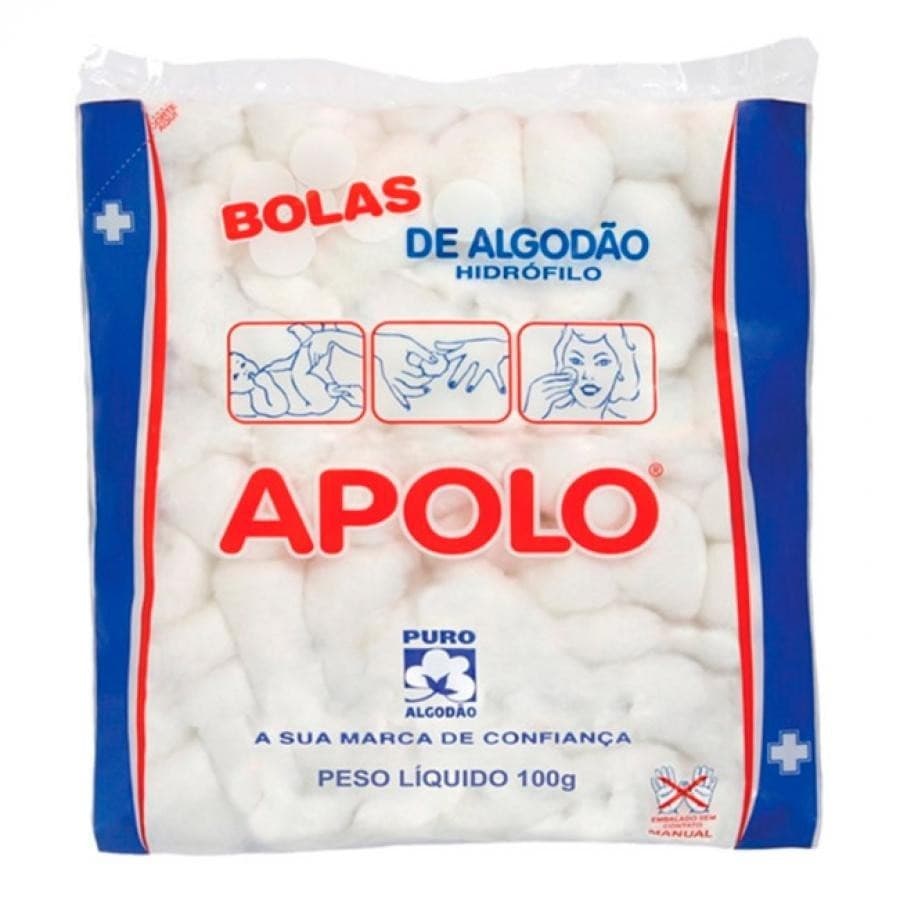 Algodao Apolo bola, branco com 100g limpeza de pele, remoção de maquiagem e esmaltes