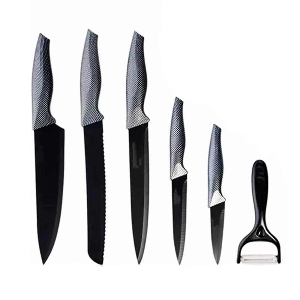 Jogo de Faca 6 Peças Cozinha Inox Descascador
