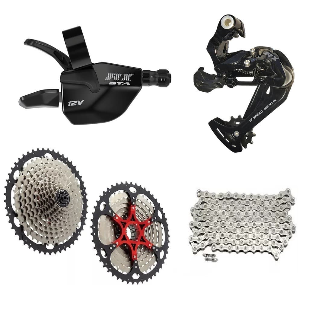 Kit Relação 12v 11x52 GTA RX Trocador Cambio Corrente Cassete 11-52 Padrão Shimano HG