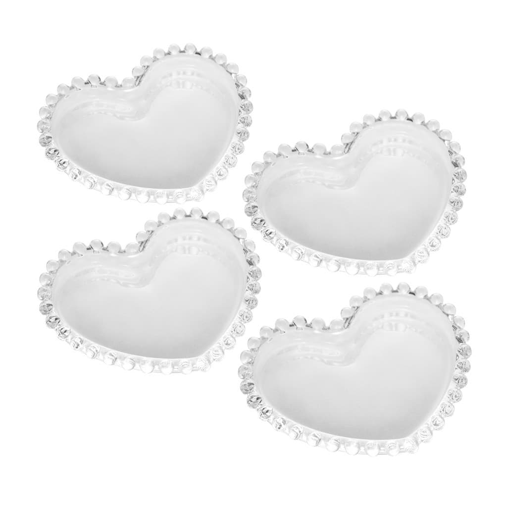 Kit De 4 Pratos Cristal Coração Pires Para Xícara Sobremesa 12x10 Wolff Mesa Posta