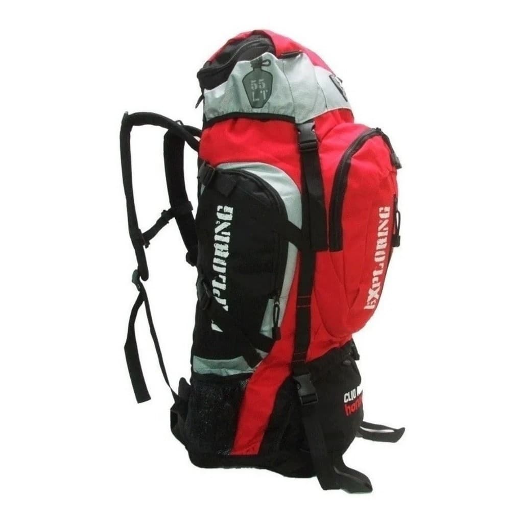 Mochila Camping Reforçada Clio Trilha 55l Impermeável Mc5389 VERMELHA