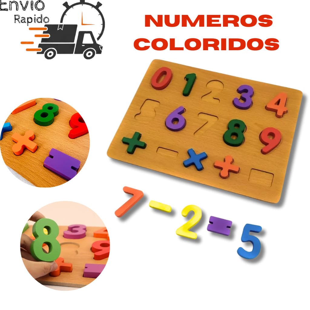 Brinquedo Encaixe Número Quebra Cabeça Madeira Tabuleiro Matemática Educativo Didático Autismo TEA