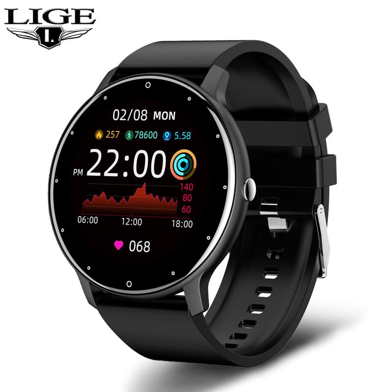 LIGE 2025 Novo Relógio Inteligente Masculino Tela De Toque Completa Esporte Fitness IP67 À Prova Dip67 Água Bluetooth Pa