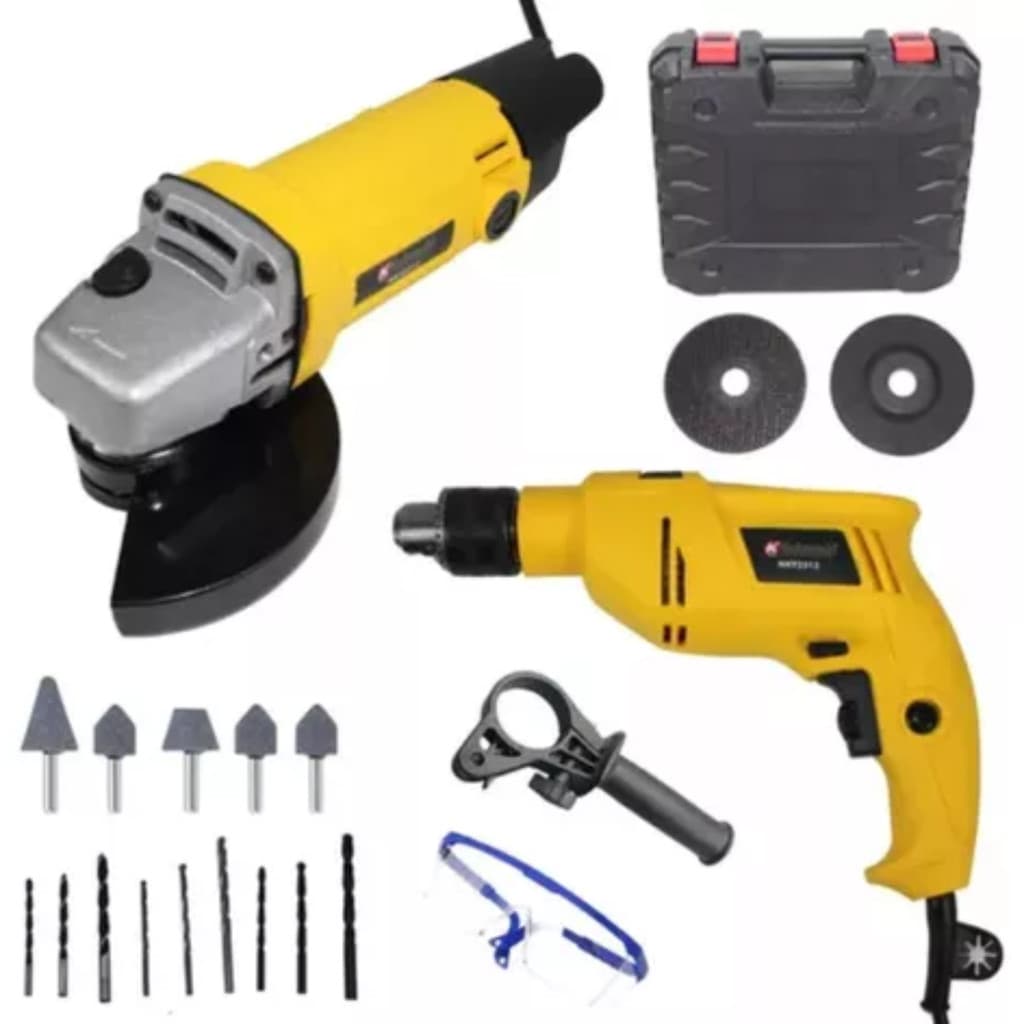 Kit Furadeira E Esmerilhadeira 850w Com Maleta E Acessórios Profissional